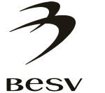 Schwarzes BESV-Logo mit stilisiertem Buchstaben "B" darüber auf weißem Hintergrund.