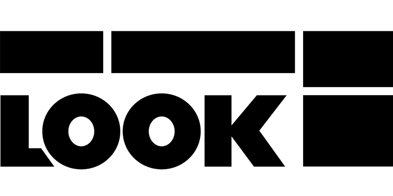 Text "LOOK" in fetter, schwarzer Schrift auf weißem Hintergrund.