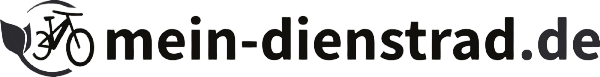 Logo mit schwarzem Fahrrad, Schriftzug "mein-dienstrad.de" in Schwarz auf weißem Hintergrund.