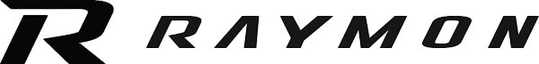 Logo mit stylisiertem schwarzem "R" und dem Schriftzug "RAYMON".